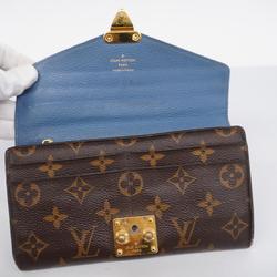 Louis Vuitton Long Wallet Monogram Portefeuille Pallas M63940 Blue Jean Ladies