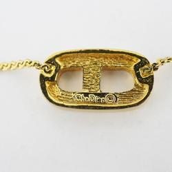 Christian Dior Necklace CD Rhinestone GP Plated Gold Women's