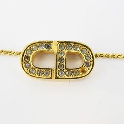 Christian Dior Necklace CD Rhinestone GP Plated Gold Women's