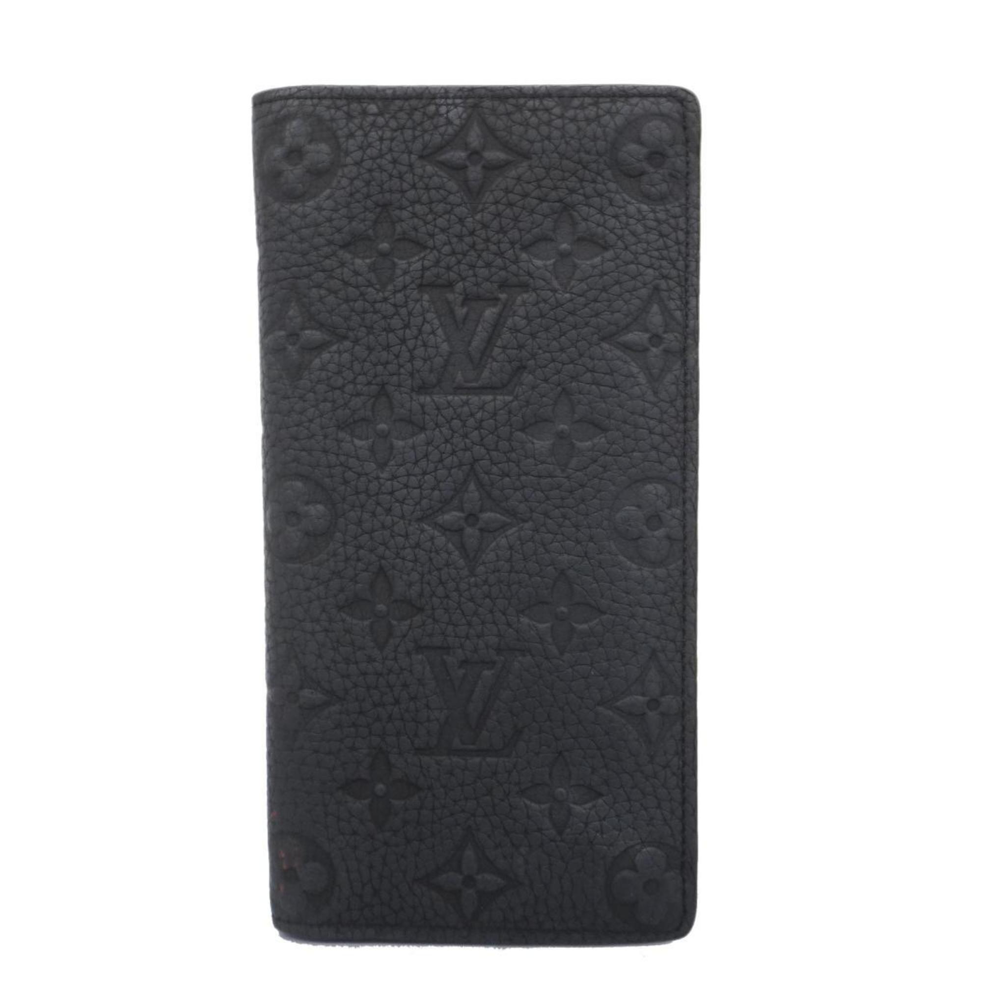 Louis Vuitton Long Wallet Monogram Taurillon Portefeuille Brazza M69038 Noir Men's