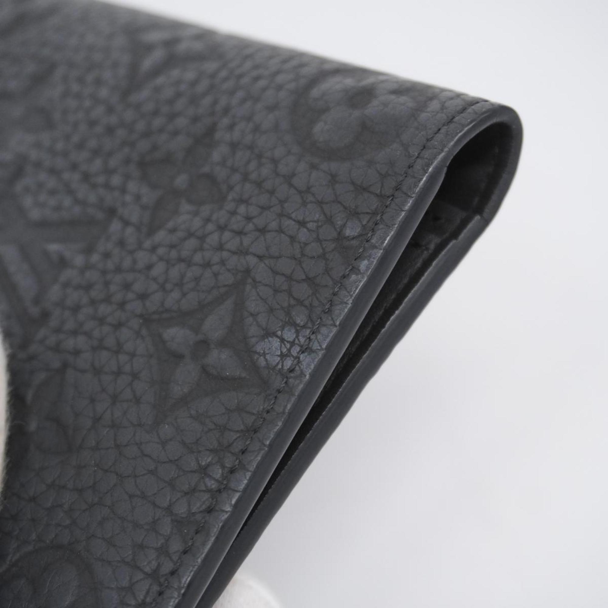 Louis Vuitton Long Wallet Monogram Taurillon Portefeuille Brazza M69038 Noir Men's