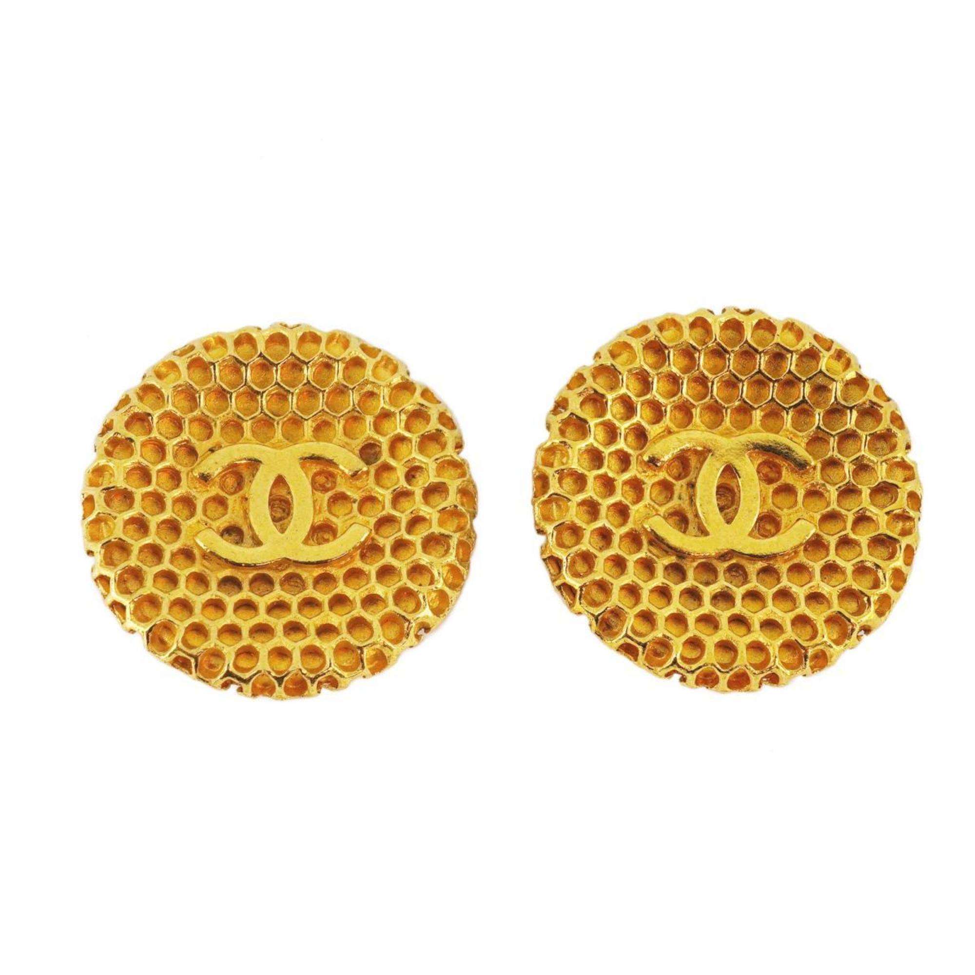 Chanel Earrings Coco Mark Circle GP Plated Gold 95A Women's