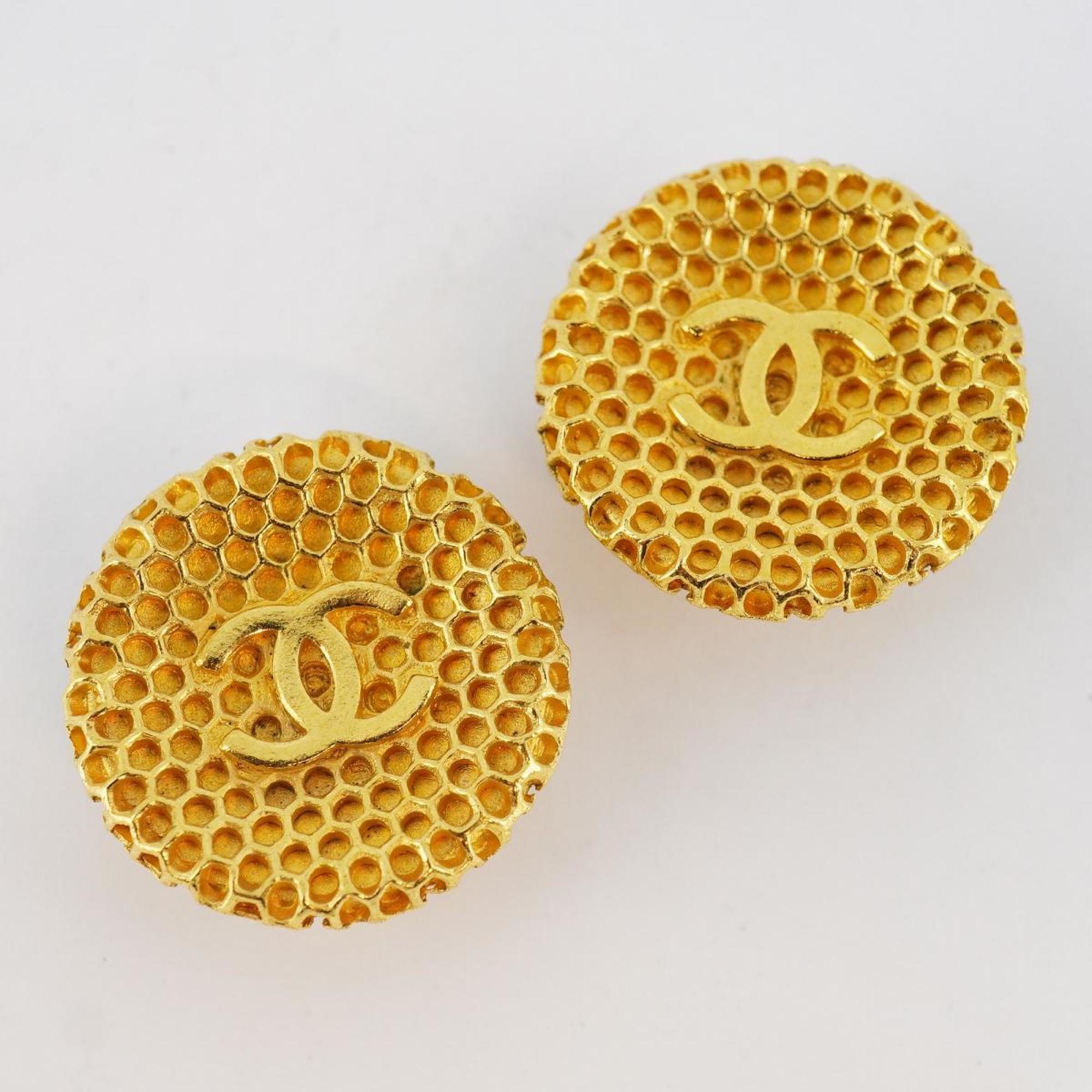 Chanel Earrings Coco Mark Circle GP Plated Gold 95A Women's