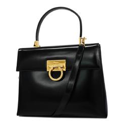 Salvatore Ferragamo Handbag Gancini Leather Black Women's