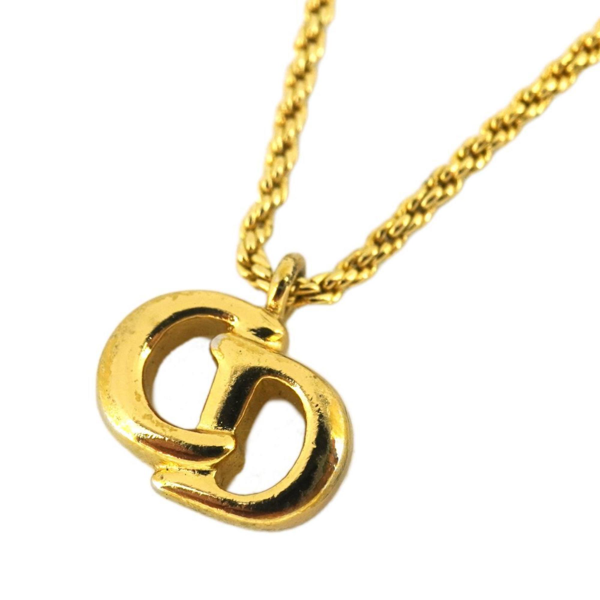 Christian Dior Necklace CD GP Plated Gold Women's