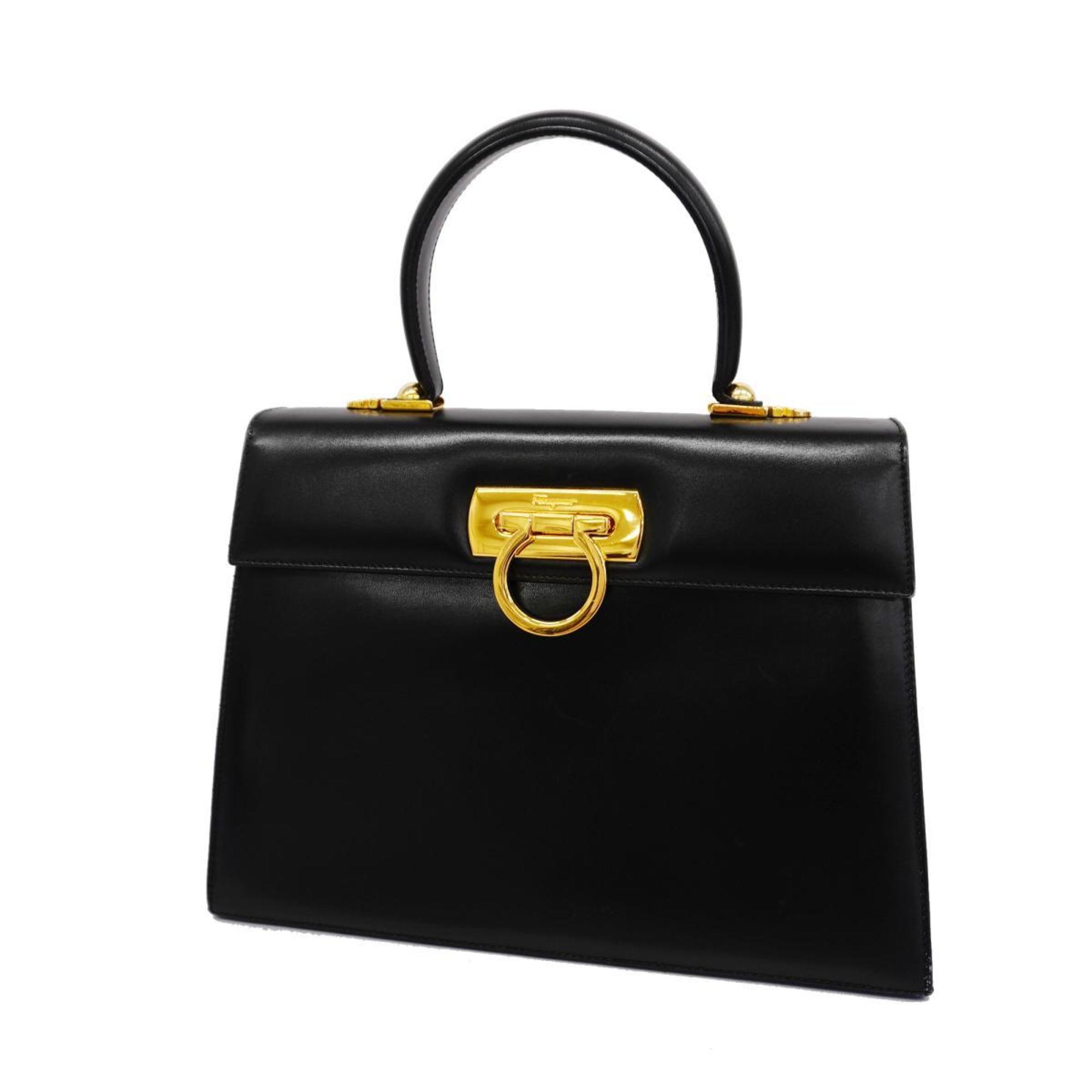 Salvatore Ferragamo Handbag Gancini Leather Black Women's