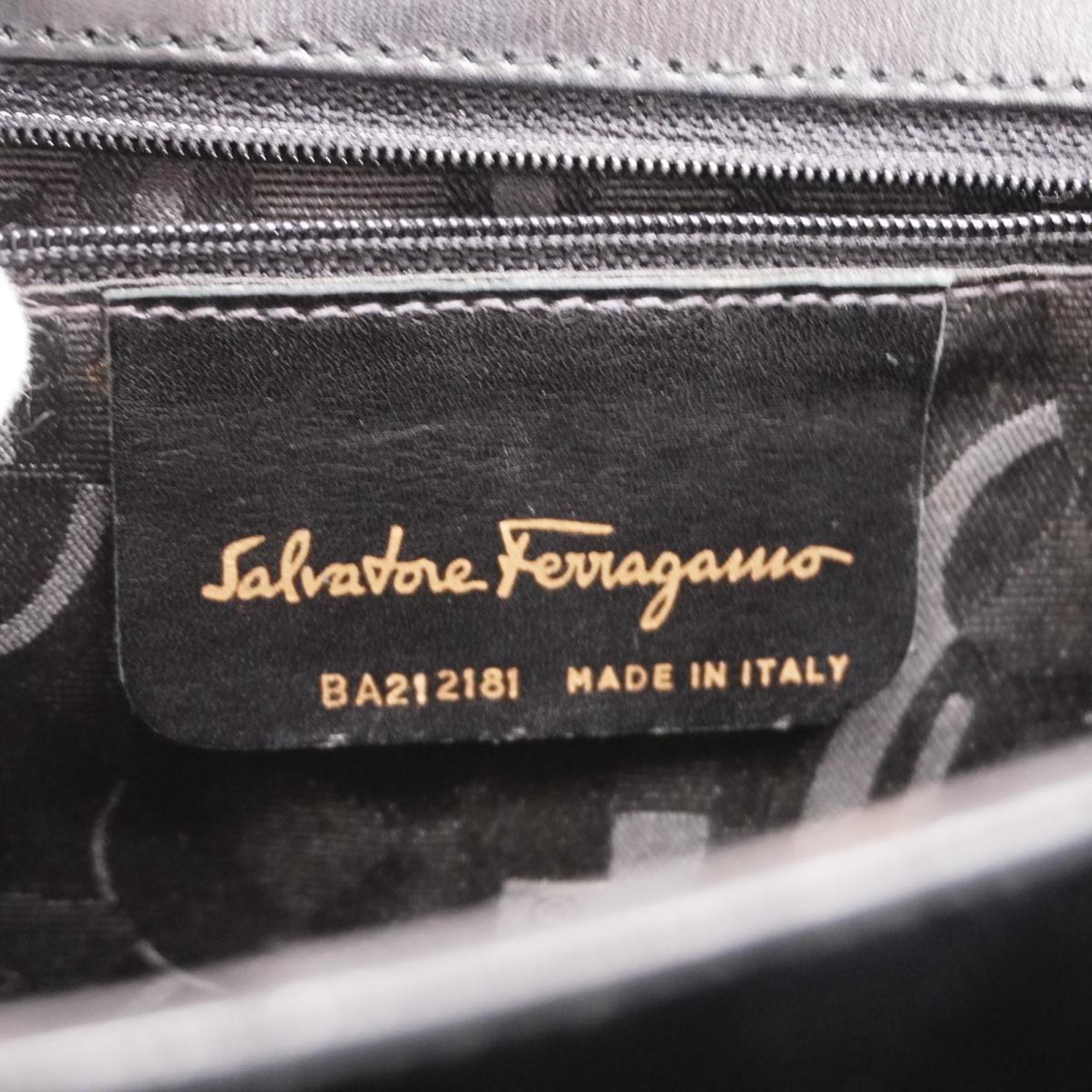 Salvatore Ferragamo Handbag Gancini Leather Black Women's