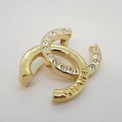 Chanel Brooch Coco Mark Rhinestone GP Plated Gold A24P Women's