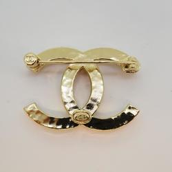 Chanel Brooch Coco Mark Rhinestone GP Plated Gold A24P Women's