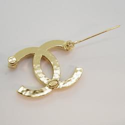 Chanel Brooch Coco Mark Rhinestone GP Plated Gold A24P Women's