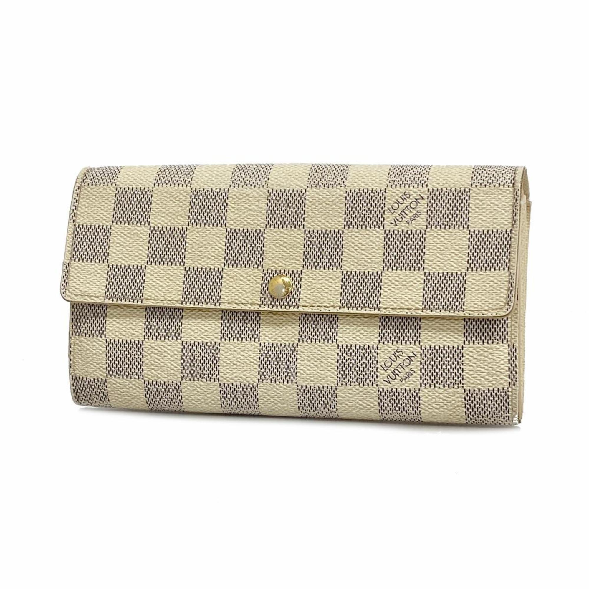 Louis Vuitton Long Wallet Damier Azur Portefeuille Sarah N61735 White Ladies