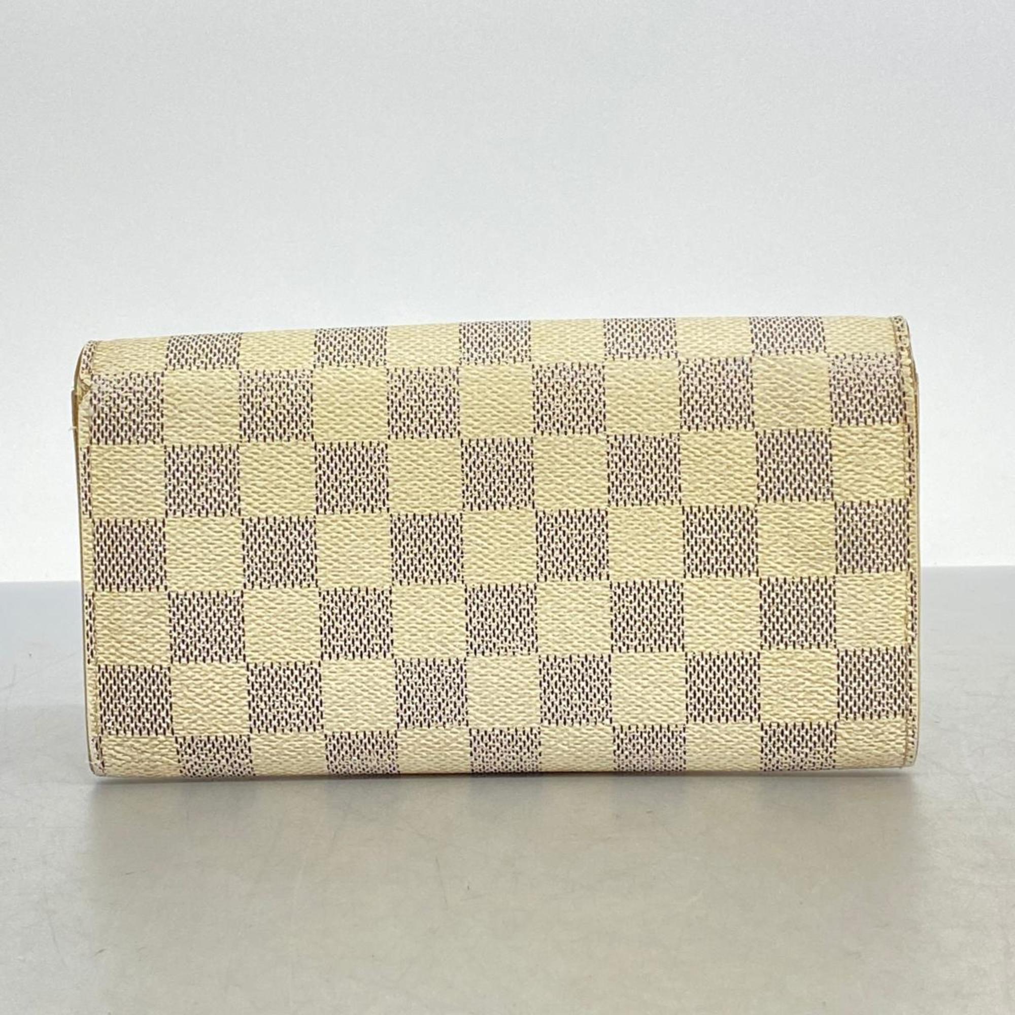 Louis Vuitton Long Wallet Damier Azur Portefeuille Sarah N61735 White Ladies