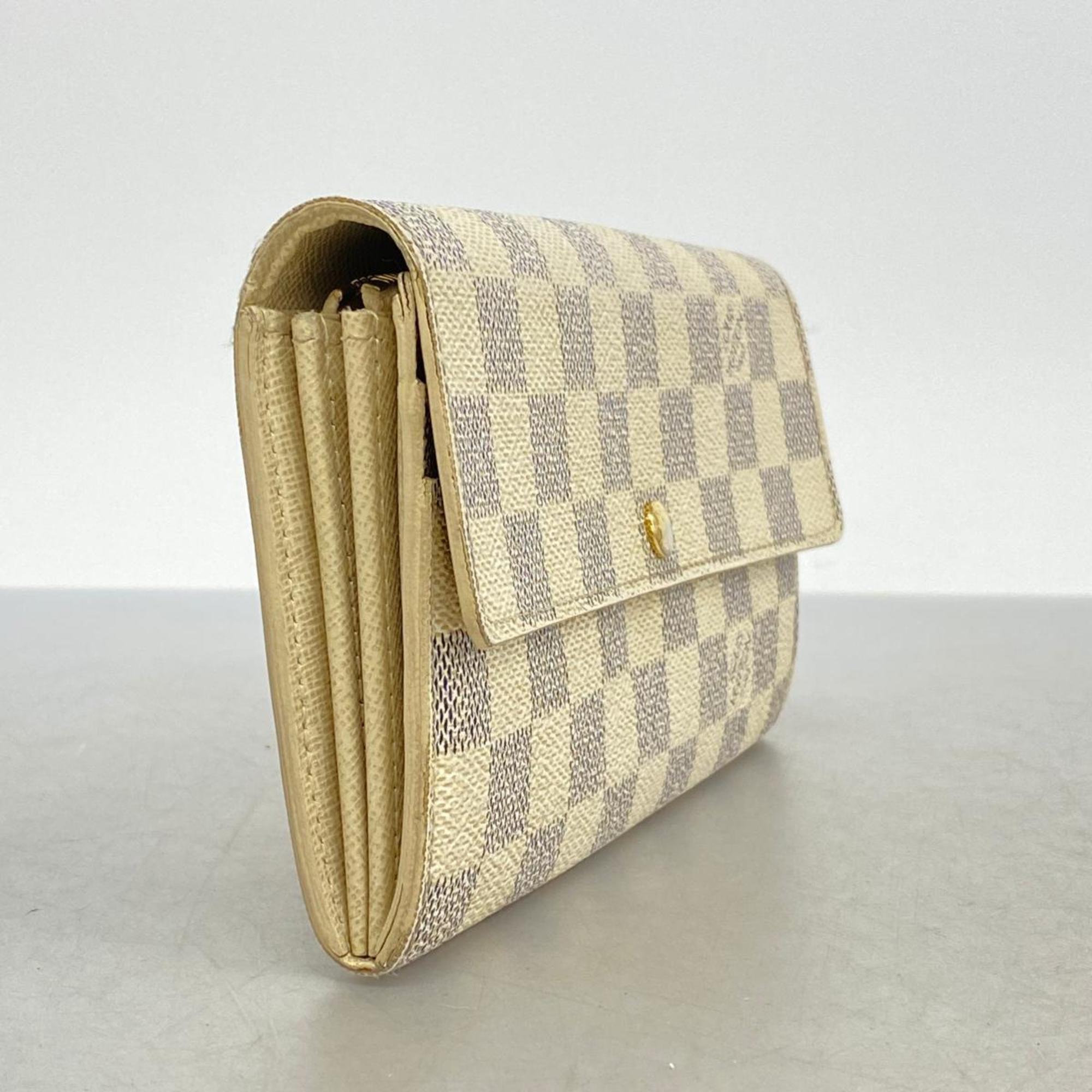 Louis Vuitton Long Wallet Damier Azur Portefeuille Sarah N61735 White Ladies