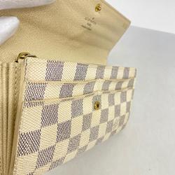 Louis Vuitton Long Wallet Damier Azur Portefeuille Sarah N61735 White Ladies