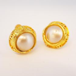 Chanel Earrings Coco Mark Circle Fake Pearl GP Plated Gold 95A Women's