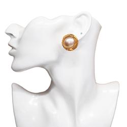 Chanel Earrings Coco Mark Circle Fake Pearl GP Plated Gold 95A Women's