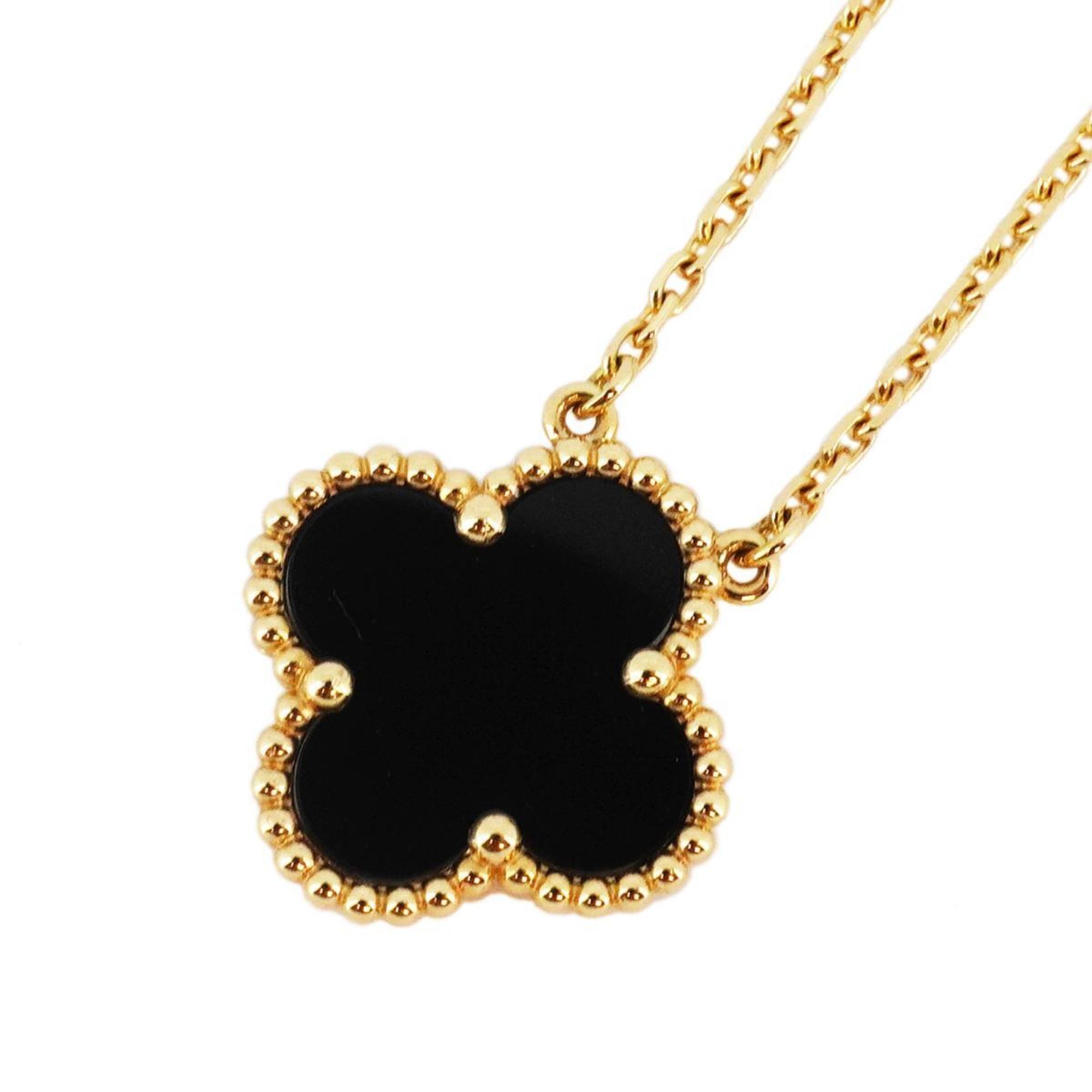 Van Cleef & Arpels Necklace Alhambra Onyx K18YG Yellow Gold Black Women's