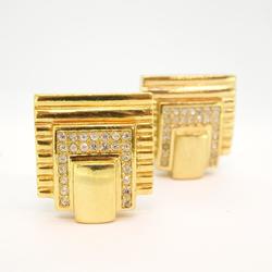 Christian Dior Earrings Square Rhinestone GP Plated Gold Women's