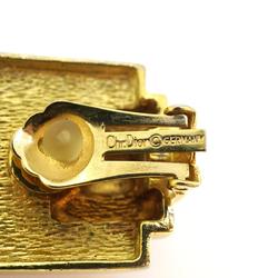 Christian Dior Earrings Square Rhinestone GP Plated Gold Women's