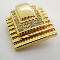 Christian Dior Earrings Square Rhinestone GP Plated Gold Women's