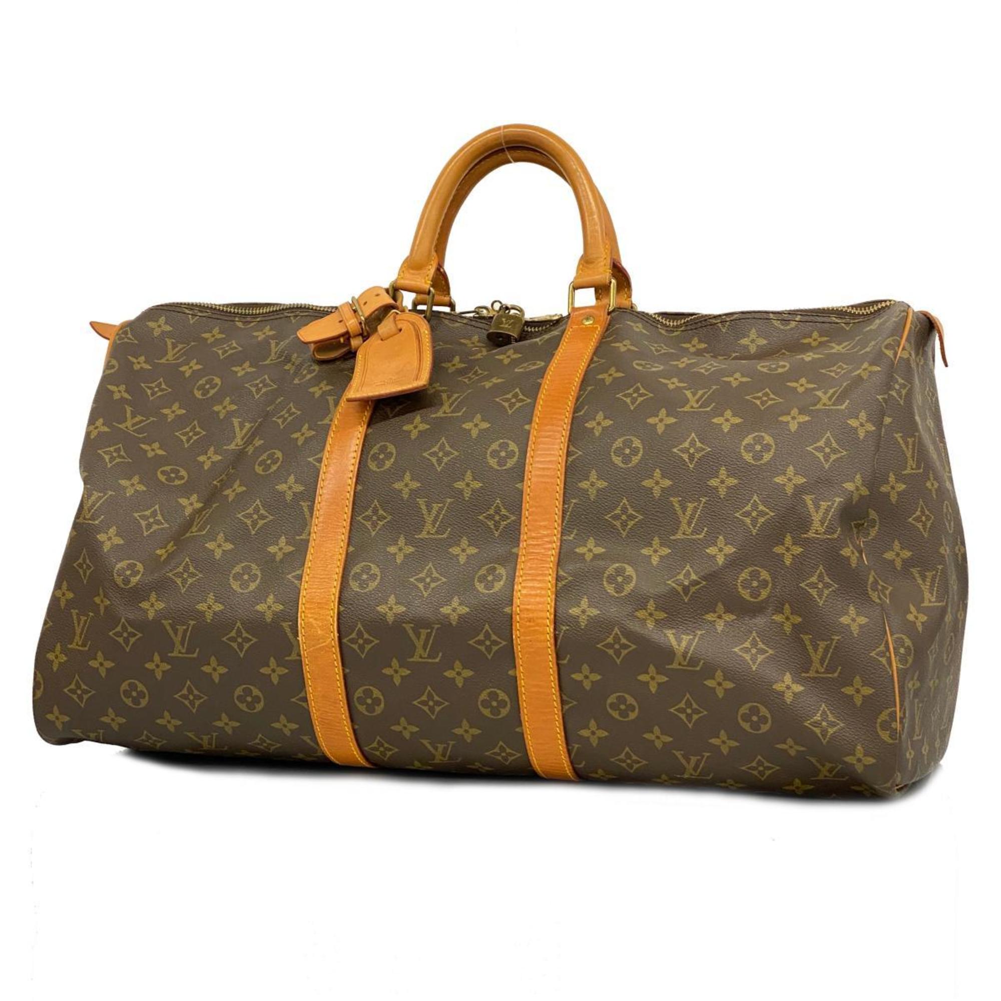 Louis Vuitton Boston Bag Monogram Keepall 55 M41424 Brown Men's Women's