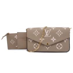 Louis Vuitton Shoulder Wallet Monogram Empreinte Bicolor Pochette Felicie M82610 Tourterelle Creme Ladies