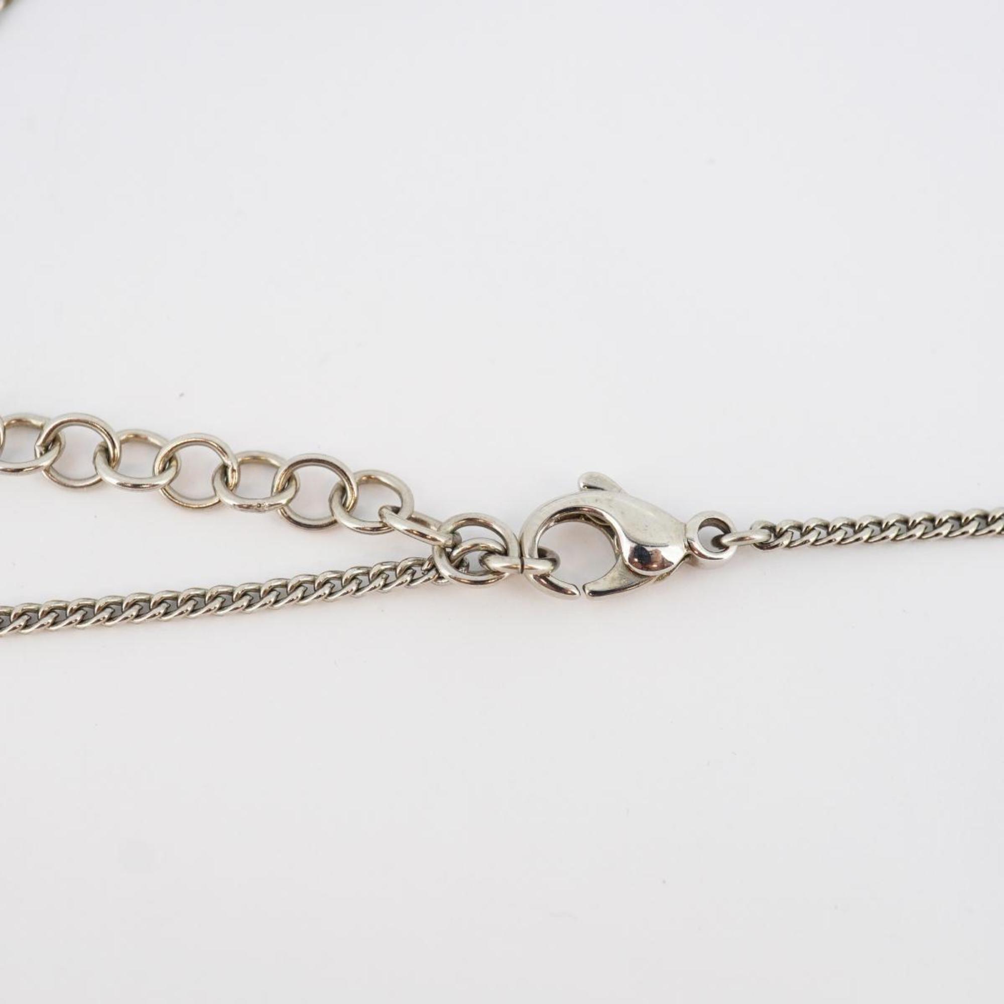 Chanel Necklace Coco Mark Rhinestone Metal Silver A11V Women's