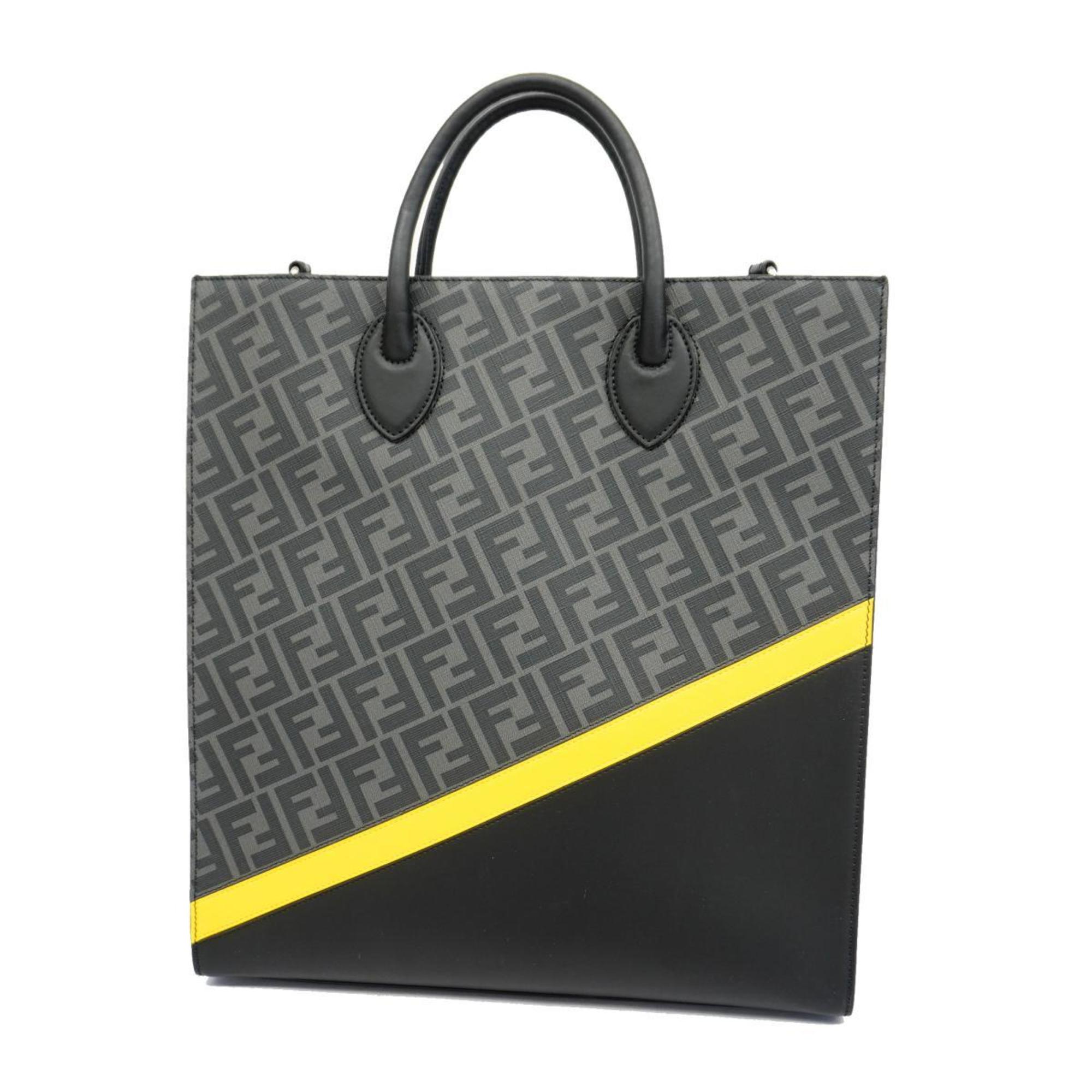 Fendi Tote Bag Zucca Leather Grey Black Men's