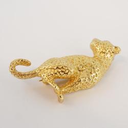 Christian Dior Brooch Leopard Motif Rhinestone GP Plated Gold Women's