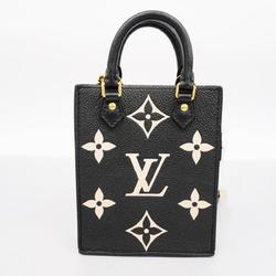 Louis Vuitton Shoulder Bag Monogram Empreinte Bicolor Petite Sac Plat M81416 Black Beige Women's