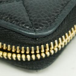 Chanel Long Wallet Matelasse Caviar Skin Black Women's