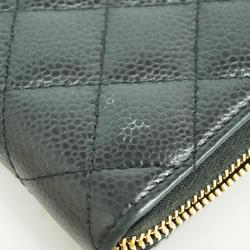 Chanel Long Wallet Matelasse Caviar Skin Black Women's