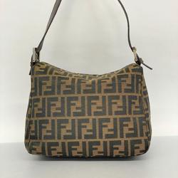 Fendi handbag Zucca nylon canvas brown ladies