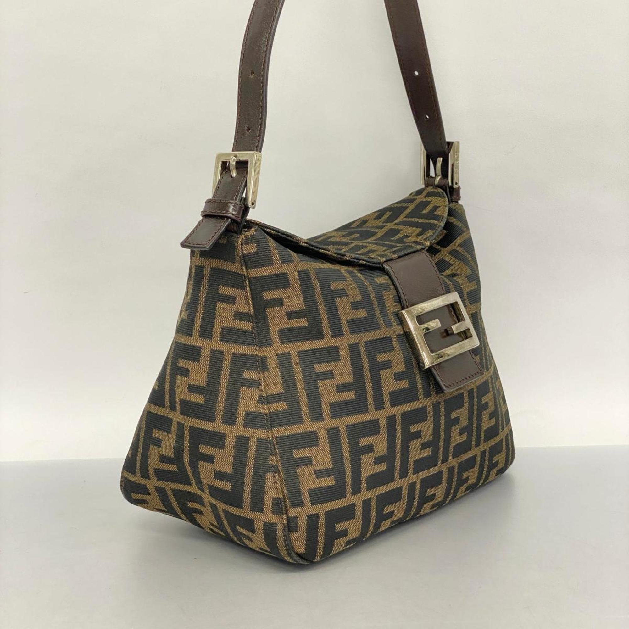 Fendi handbag Zucca nylon canvas brown ladies