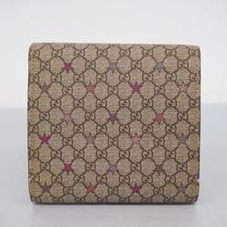 Gucci Tri-fold Wallet GG Supreme 212106 Brown Champagne Women's