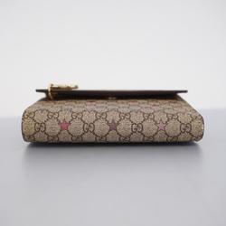 Gucci Tri-fold Wallet GG Supreme 212106 Brown Champagne Women's