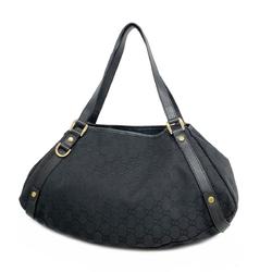 Gucci Tote Bag GG Canvas 130736 Black Champagne Women's