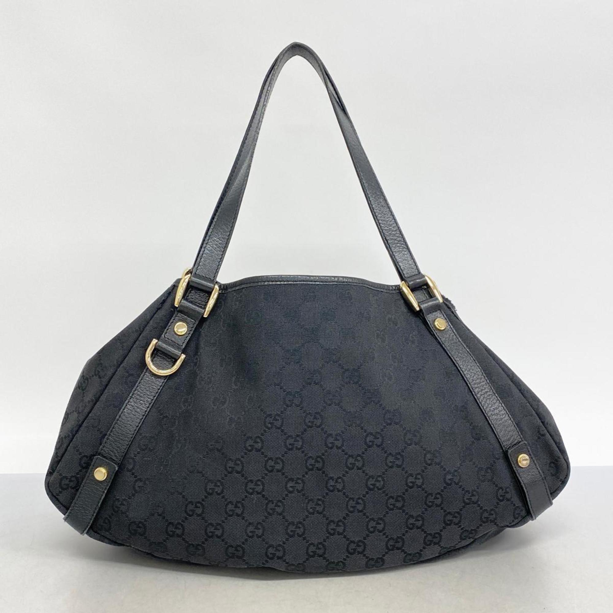 Gucci Tote Bag GG Canvas 130736 Black Champagne Women's