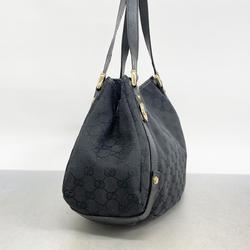 Gucci Tote Bag GG Canvas 130736 Black Champagne Women's