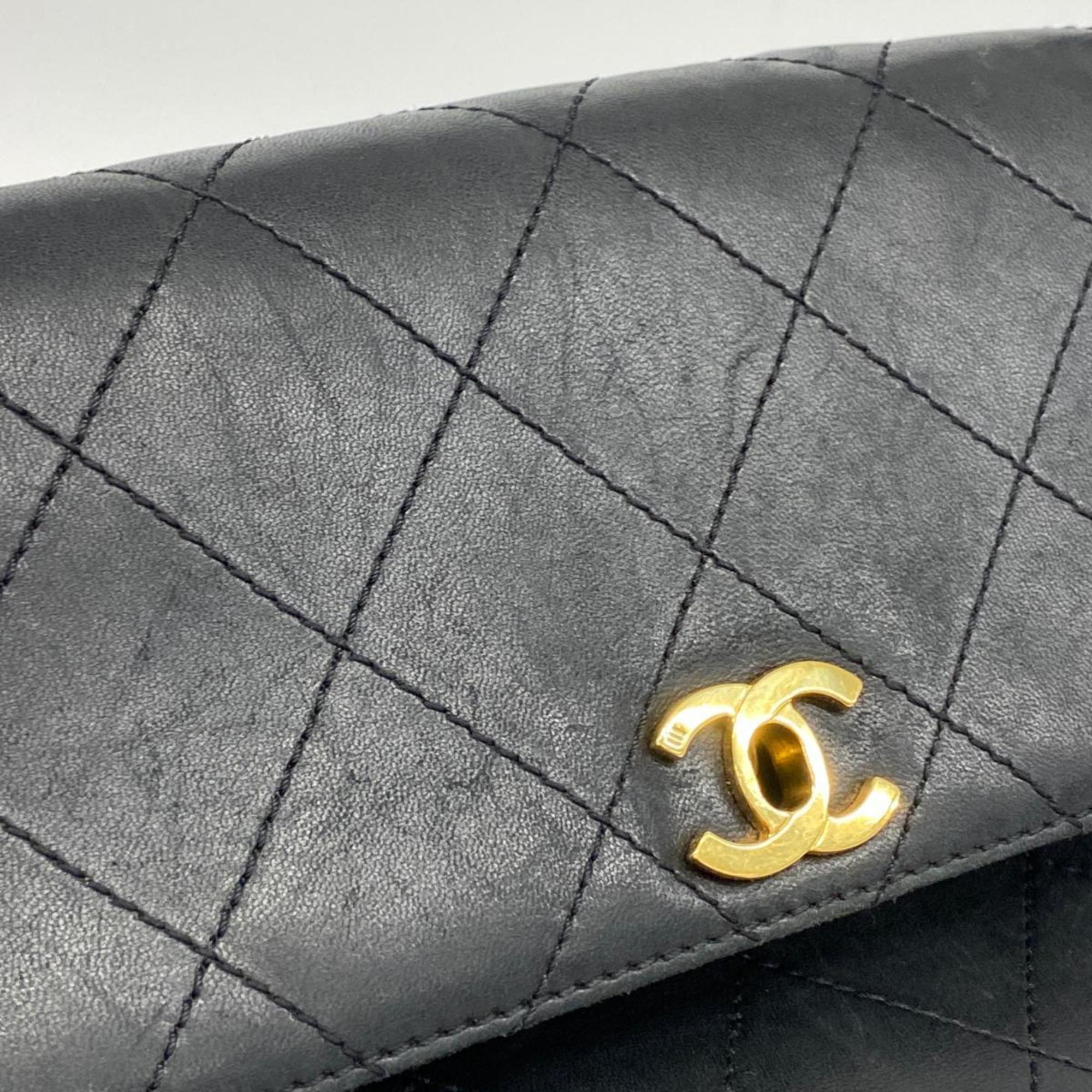 Chanel Shoulder Bag Matelasse Lambskin Black Women's