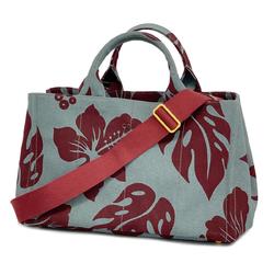 Prada Tote Bag Canapa Canvas Blue Bordeaux Women's