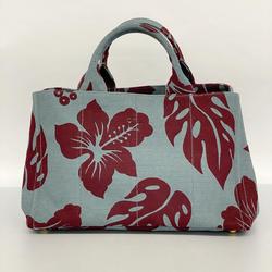 Prada Tote Bag Canapa Canvas Blue Bordeaux Women's