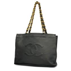 Chanel Tote Bag Chain Shoulder Lambskin Black Women's