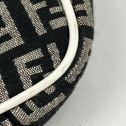 Fendi Shoulder Bag Zucchino Nylon Canvas Black White Champagne Women's