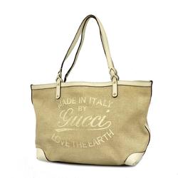 Gucci Tote Bag 247209 Canvas Beige White Champagne Women's