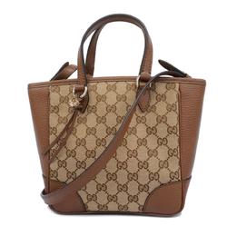 Gucci Handbag GG Canvas 449241 Leather Brown Champagne Women's