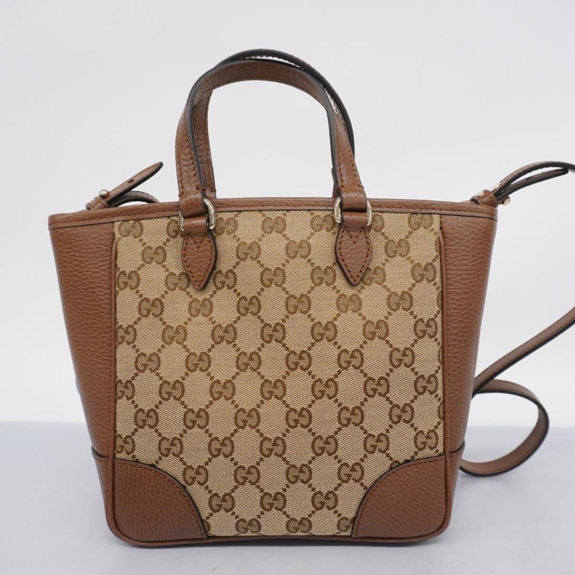 Gucci Handbag GG Canvas 449241 Leather Brown Champagne Women's