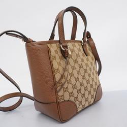 Gucci Handbag GG Canvas 449241 Leather Brown Champagne Women's