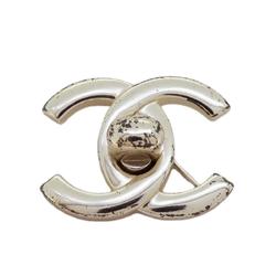 Chanel Brooch Turnlock Metal Silver 96P Women's