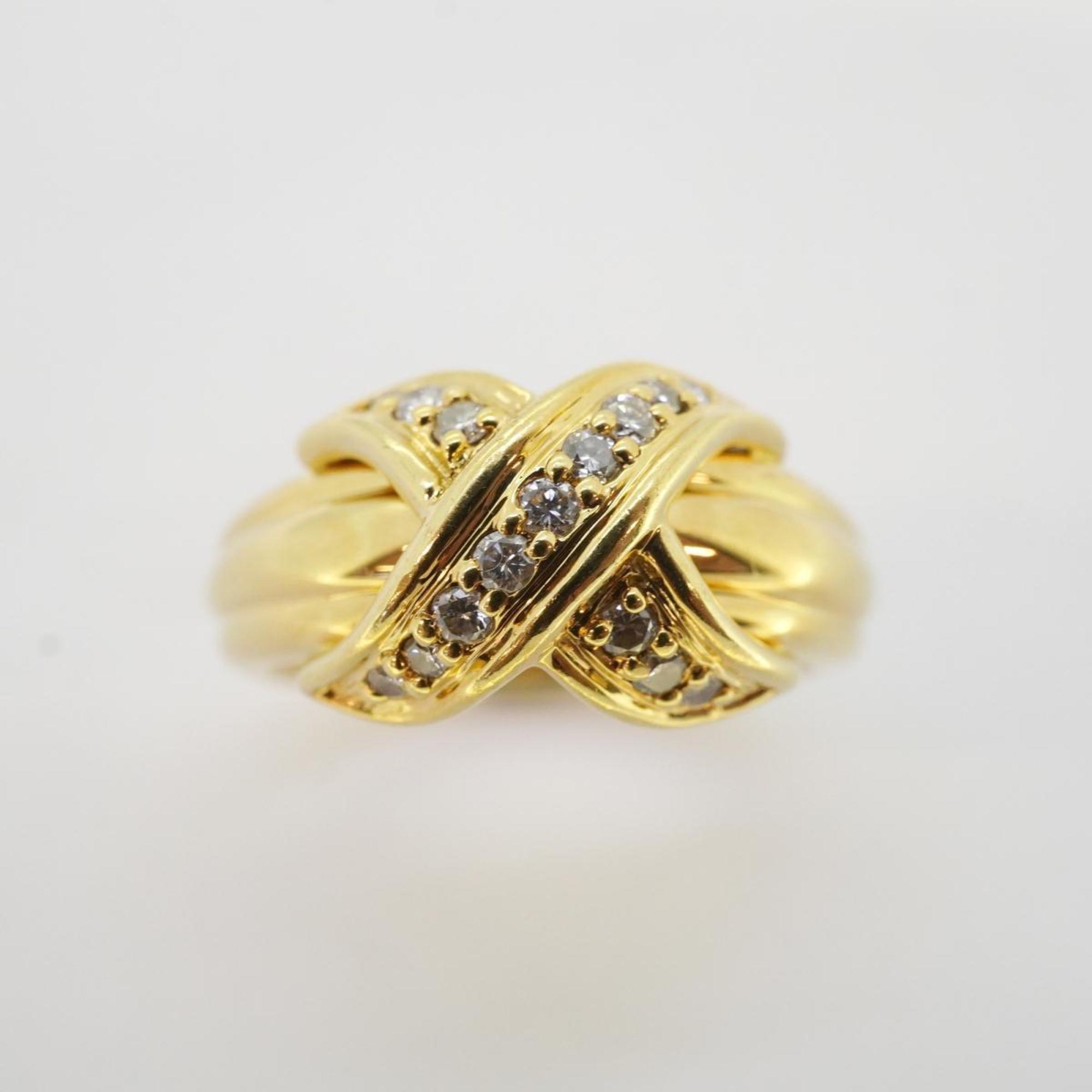 Tiffany Ring Signature Diamond K18YG Yellow Gold Ladies